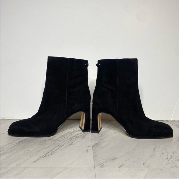 Sam Edelman Irie Black Suede Square Toe Heeled Bootie 8M - Picture 5 of 7